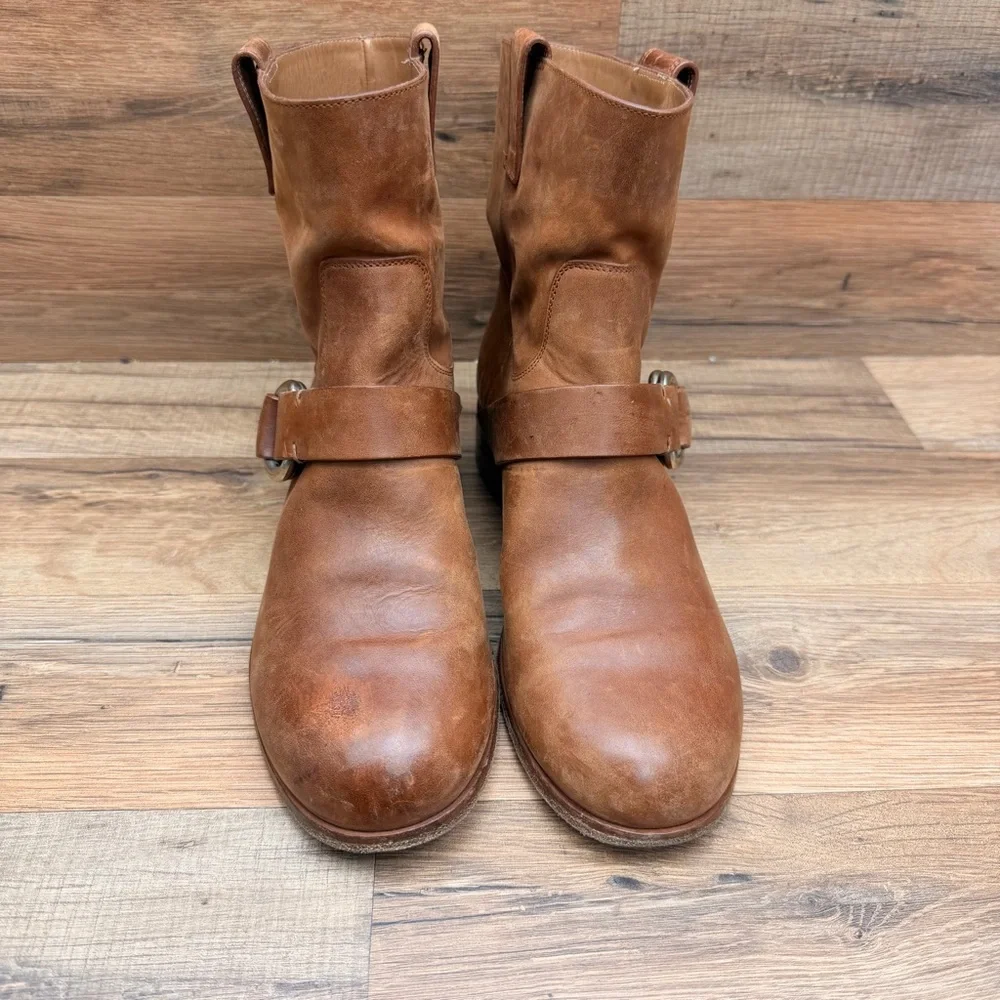 Frye Boots Ricki Ring Beige Fashion Women’s Size 7M  Brown Leather Ankle Boots - Picture 3 of 9